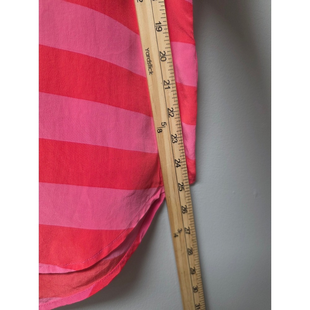 Equipment Femme 100% Silk Signature Blouse Women L Pink Orange Striped Vibrant - Picture 6 of 6